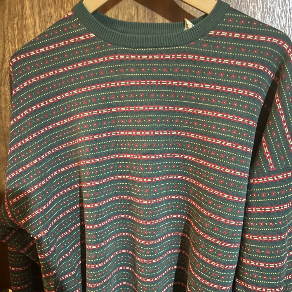 Vintage Gap Green/Red Patterned Sweater Size L